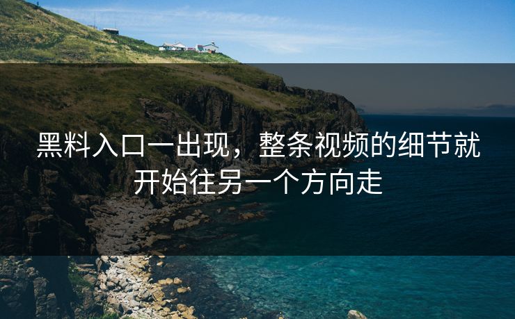 黑料入口一出现，整条视频的细节就开始往另一个方向走