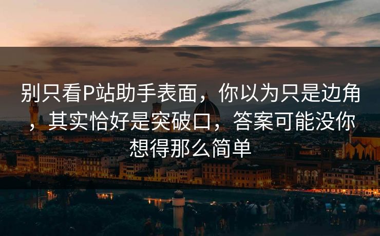 别只看P站助手表面，你以为只是边角，其实恰好是突破口，答案可能没你想得那么简单  第1张