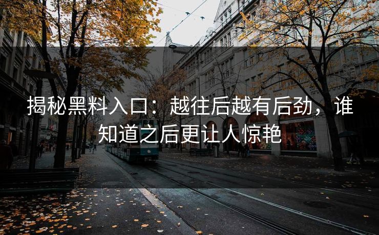 揭秘黑料入口：越往后越有后劲，谁知道之后更让人惊艳  第1张