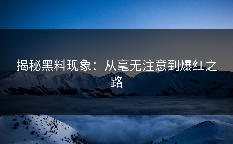 揭秘黑料现象：从毫无注意到爆红之路  第1张