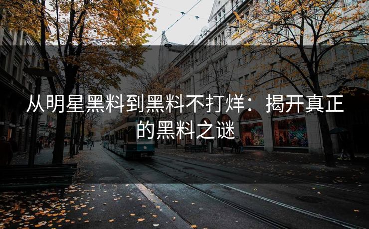 从明星黑料到黑料不打烊：揭开真正的黑料之谜