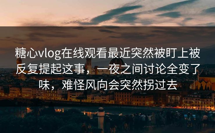 糖心vlog在线观看最近突然被盯上被反复提起这事，一夜之间讨论全变了味，难怪风向会突然拐过去
